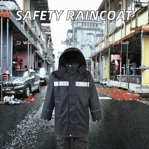 Poncho imperméable haute visibilité en tissu de sécurité avec coutures soudées en polyester pour femmes et hommes, vêtements de pluie foncés - Product Image 2