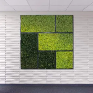Ready made free size preserved moss wall with frame stabilized moss wall art moss green wood panel decor for office