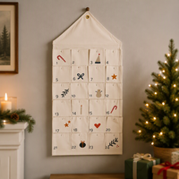 Vente de gros Tenture murale Calendrier de l'Avent avec linge de poche Décoration de Noël Calendrier de Noël