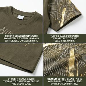 Camiseta de algodón 100% de alta calidad para hombre, estilo urbano, deportiva, gruesa, lisa, extragrande, con logo personalizado, proveedor líder. - Product Image 2