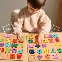 Rompecabezas de Madera con Letras y Números del Alfabeto, Montessori 3D, Juguete Educativo para el Reconocimiento de Formas, Venta al Por Mayor
