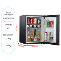 Mini-réfrigérateur d'hôtel portable de 40 L, électrique, silencieux, avec système de refroidissement par air, mousse isolante, dégivrage automatique et à faible consommation d'énergie pour usage domestique