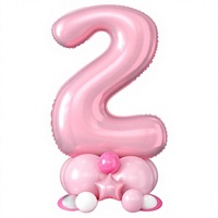 Tour de ballons rose de 40 pouces avec le chiffre 2, décorations pour le 2e anniversaire des filles, décoration de fête de baby shower