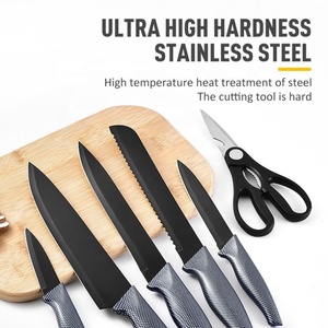 Black Kitchen <b>Knife</b> Set Stainless Steel Kitchen <b>Bread</b> Chef <b>Knives</b> Set With Plastic Block - Product Image 3