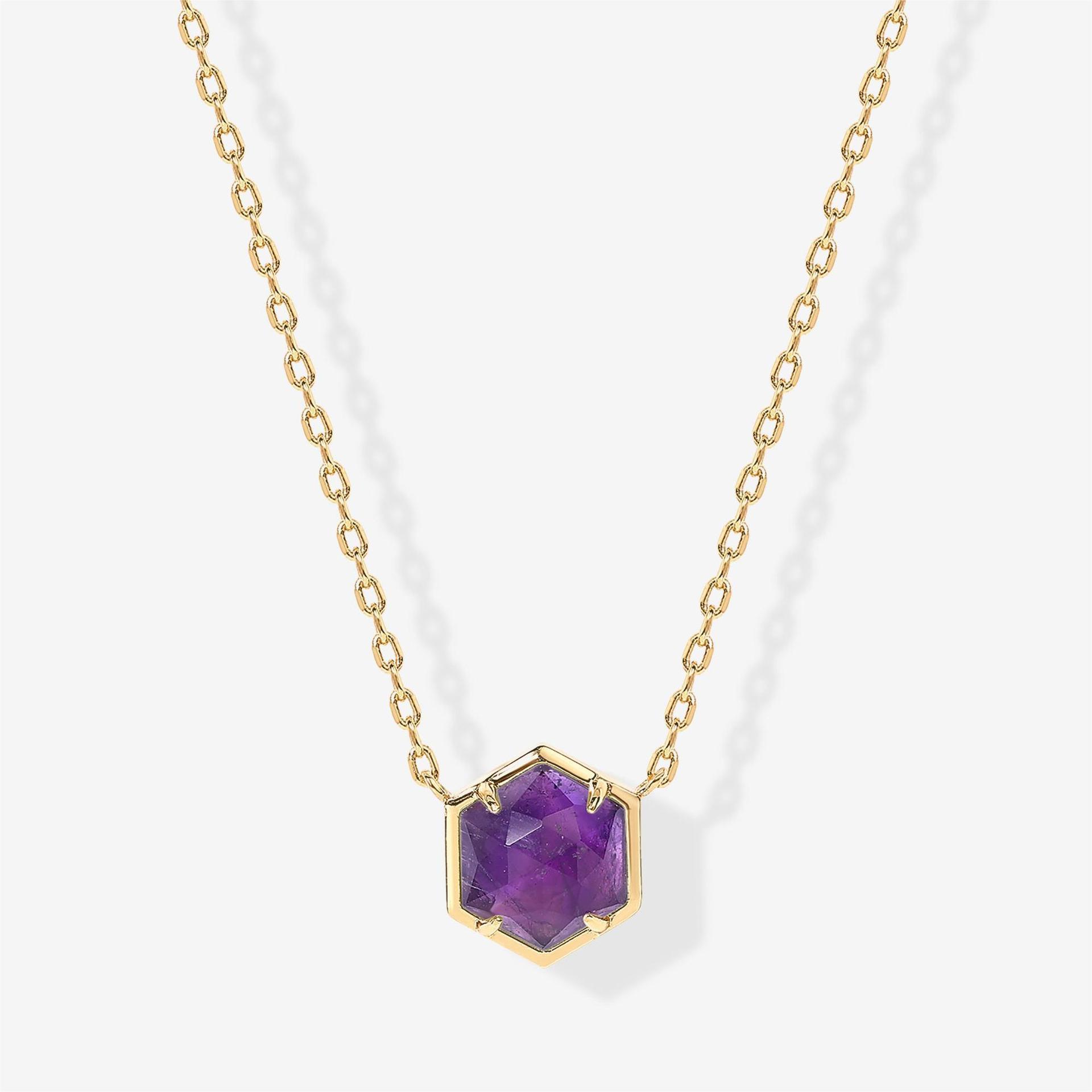 Hot Selling New Hexagonal Natural Stone Necklace Niche Design Geometric ...