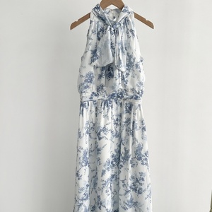 <span class=keywords><strong>Robe</strong></span> imprimée licou de luxe pour le printemps automne sans manches à lacets taille mince <span class=keywords><strong>Robe</strong></span> de bal <span class=keywords><strong>Robe</strong></span> Vintage fée Vestidos - Product Image 1