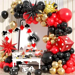 مجموعة قوس جارلاند سحرية تنفجر نجمة غير لامعة بالونات أحمر أسود بالونات استحمام طفل عيد ميلاد موضوع ديكور الحفلات
