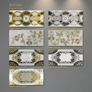 Carreaux muraux décoratifs en céramique de luxe, style arabe, or et argent, 30x60cm, design numérique brillant - Product Image 6