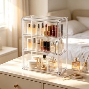 Elegante Organizzatore in Acrilico Trasparente con Bordi Lucidi e Design Moderno per l'Esposizione di Prodotti di Bellezza di Lusso - Product Image 3