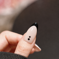 Faux ongles à presser moyens, base nude, motif serpent français noir, réutilisables, à coller, pour la vente en gros
