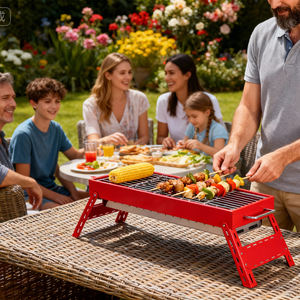 Портативная складная уличная печь для барбекю, угольная печь для двора, удобный гриль для кемпинга - Product Image 1