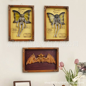 Décoration murale de chauve-souris d'Halloween, spécimen 3D en résine synthétique, cadre d'art décoratif d'intérieur - Product Image 2