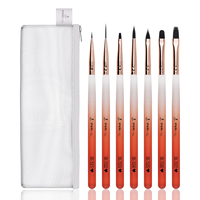 Nouvel ensemble professionnel de 7 pinceaux de nail art à manche acrylique orange et blanc pour vernis gel UV et peinture 3D – Effet dégradé tendance