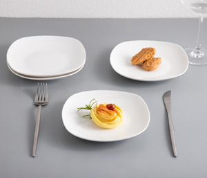 Assiette carrée à coins arrondis en porcelaine fine de 7 pouces, en stock, prix usine, vente en gros, logo personnalisé pour hôtels et restaurants - Product Image 5
