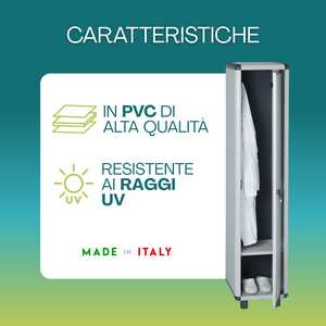 Armadietto Spogliatoio a 1 Anta 39x39x175 Cm con Serratura a Chiave e Ganci, Grigio, in PVC - Product Image 3
