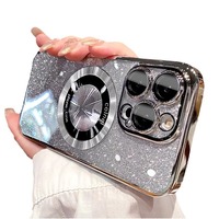 Coque à paillettes dégradées pour iPhone 15 14 11 12 Pro Max avec adsorption magnétique Coque souple électroplaquée Apple 13 Plus Coque de téléphone