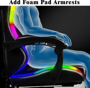 AJUNION Gaming-Stuhl mit Fußstütze Ergonomischer Gamer-Stuhl LED-Beleuchtung Racing-Stuhl Kunstleder 350lbs FSC-Holz Gaming-Sitz - Product Image 6