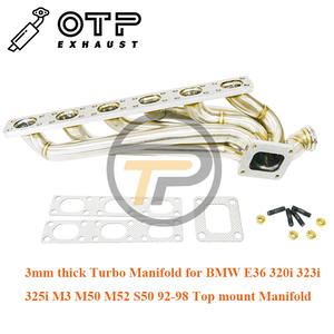 Tubo de escape OTP de 3mm de espesor, Colector de brida Tur bo T4 para B E36 <span class=keywords><strong>320i</strong></span> 323i 325i M3 <span class=keywords><strong>M50</strong></span> M52 S50 92-98, Colector de montaje superior - Product Image 2