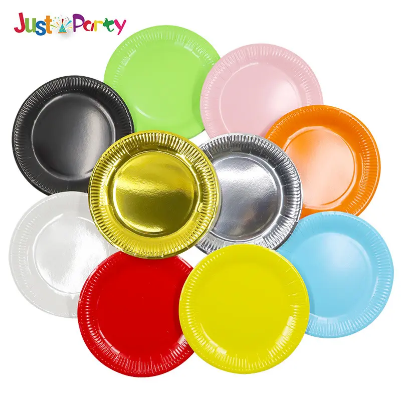 Wholesale Thickened Bronzing Disposable Festive Party Decoration Supplies Tableware Solid Color Paper Plate