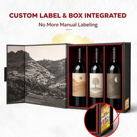 Boîte à vin personnalisée en carton pour 3 bouteilles avec kit d'étiquettes anti-contrefaçon, ensemble d'emballage cadeau en carton, logo OEM de marque