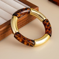 Boho Multi Couleur Résine Léopard Imprimer Tube Bracelets pour Femmes Moderne Dame Élastique Bracelets Accessoires sur Poignet Bijoux De Mode
