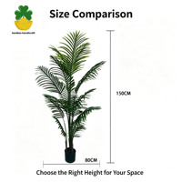Plante artificielle de palmier Areca 150 cm, 10 frondes, en pot, faux arbre pour la décoration de la maison, du bureau, du salon, des mariages et des fêtes