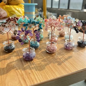 Améthyste naturelle cristal pierre précieuse argent arbre Feng Shui énergie élément décoratif Base en verre améliorant la richesse chance pour la décoration intérieure - Product Image 2