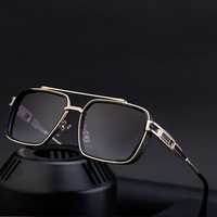 Lunettes de Soleil Homme Partagas Style Steampunk Punk Vintage Rétro Monture Métal Double Pont Protection UV