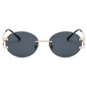 Lunettes de soleil rondes sans monture avec logo personnalisé, verres dégradés colorés rétro, protection UV400, pour hommes et femmes - Product Image 3