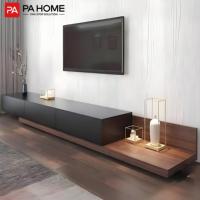 Meuble TV en bois massif PA, design moderne, ensemble table basse et armoire