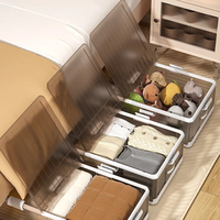 Boîte de rangement pliante transparente avec roues couette couette vêtements organisateur sous le lit conteneur de stockage pour chambre gain de place