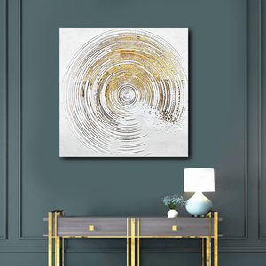 <span class=keywords><strong>Peinture</strong></span> à l'huile <span class=keywords><strong>abstraite</strong></span> dorée en spirale, faite à la main, encadrée, prête à accrocher pour la décoration intérieure - Ventes flash - Product Image 2
