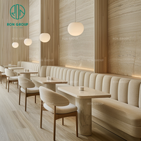 Meubles de salon modernes haut de gamme en pierre carrée et tissu pour salon de thé, hôtel, café et restaurant, sièges de banquette avec ensembles de tables