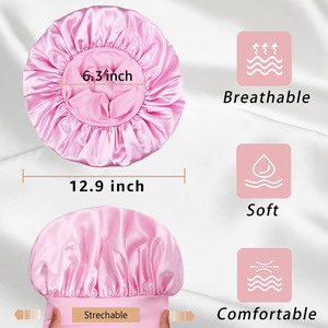 Gorro ajustable de felpa suave y sedosa para el cuidado del cabello largo de adultos, ideal para dormir por la noche, disponible en varios colores y tallas medianas. - Product Image 3