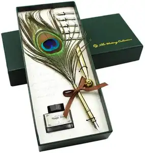 Feather Plume Pen Set Wedding Feather Writing Quill Signature Christmas Gifts Pen