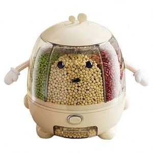 Rectangle Plastic Food <b>Containers</b> for Rotating Bulk Cereal Grain Airtight Rice Dispenser - Product Image 1