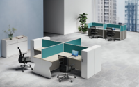 Estación de Trabajo Modular Comercial para Oficina, Cubículo de Paneles de Madera, Escritorio para Centro de Llamadas con Partición Extensible