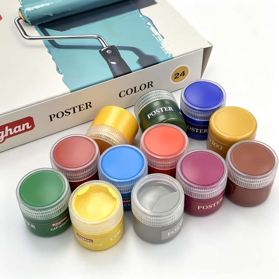 24 Colors 20ml Bottled Poster Color Paint Set, Full Assorted Bright ...