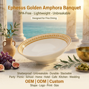 จานชามเมลามีนหรูหราสไตล์ยุโรป OEM ODM ขายส่ง ขนาด 10.2 นิ้ว สีงาช้าง จานกลมขนาดใหญ่สำหรับแบ่งปัน ใช้ในบ้านสำหรับเสิร์ฟอาหารประเภทปาเอญ่า - Product Image 1