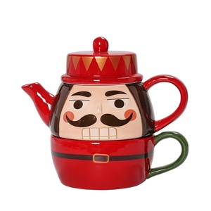 Nutcracker Soldier Thiết Kế Gốm Tea Pot Set, Stackable Ấm Trà Và Cup Kết Hợp, Hoàn Hảo Cho Quà Tặng Kỳ Nghỉ Và Trang Trí Nội Thất - Product Image 1