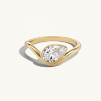 Bague LYBURCHI en alliage de laiton plaqué or 14K/18K avec pierre en forme de goutte d'eau CZ, empilable, motif vague, bijoux fantaisie pour femme, vente en gros