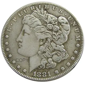 US 1881 P/CC/O/S Koin Peringatan Dekoratif Replika Lapis Perak Dolar Morgan