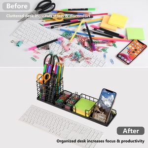 Organisateur <span class=keywords><strong>de</strong></span> <span class=keywords><strong>bureau</strong></span> avec porte-stylo Support pour téléphone Notes autocollantes et trombone Rangement pour accessoires <span class=keywords><strong>de</strong></span> <span class=keywords><strong>bureau</strong></span> <span class=keywords><strong>DIY</strong></span> Caddy - Product Image 2