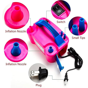 Portable Square Electric <b>Balloon</b> Pump-AC 110V-120V 600W Inflator with Dual Nozzle & <b>2</b> Tying Tools Pink Party Decoration - Product Image 2