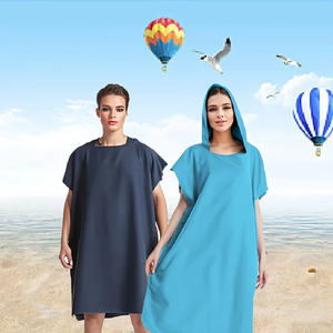 Serviette de <span class=keywords><strong>plage</strong></span> poncho en microfibre personnalisée, séchage rapide, légère, à capuche, pour la <span class=keywords><strong>plage</strong></span> et la plongée estivale, couleur unie - Product Image 1