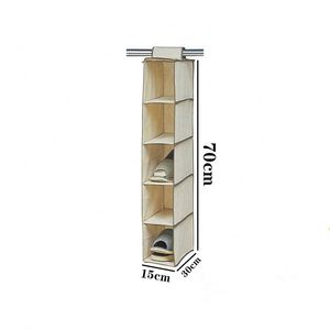 Organisateur de placard suspendu à 10 étagères en tissu gris, sac de rangement suspendu derrière les portes - Product Image 4
