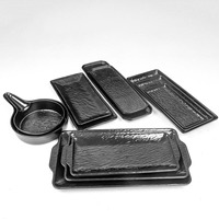 Assiette en mélamine de style japonais Plateau à steak occidental créatif Plat de barbecue plat noir Plat commercial jetable pour fêtes Frost