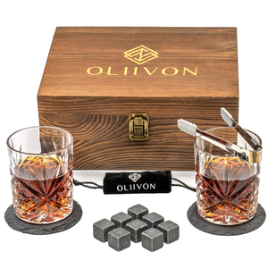 Ensemble <span class=keywords><strong>de</strong></span> verres à whisky en cristal sans plomb, Vintage, créatif, rond, boîte cadeau en bois pour le whisky - Product Image 1