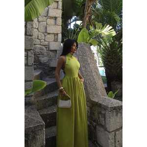 Vestido Largo de Noche Tejido a Crochet Color Verde Oliva, Estilo Elegante para Fiestas, Cintura Imperio, para Ocasiones Formales, Bodas, Fiestas Nocturnas, Talla XL - Product Image 5