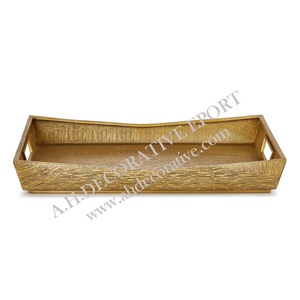 Plateau en métal de conception de luxe de haute qualité finition en or Antique avec poignées pour servir les Fruits et le café - Product Image 3